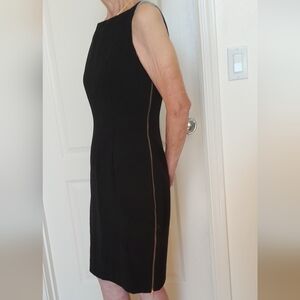 Calvin Klein, Sleeveless Black Dress With Goldtone Side Zippers